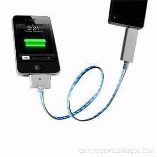 OEM Manufacturer EL Visible Current USB Charger for iPhone and iPad, Flashing Lighting LED Cable
